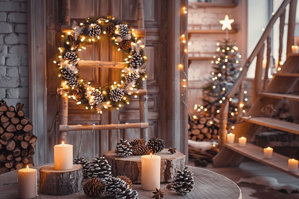 Intérieur festif avec décorations de Noël scintillantes