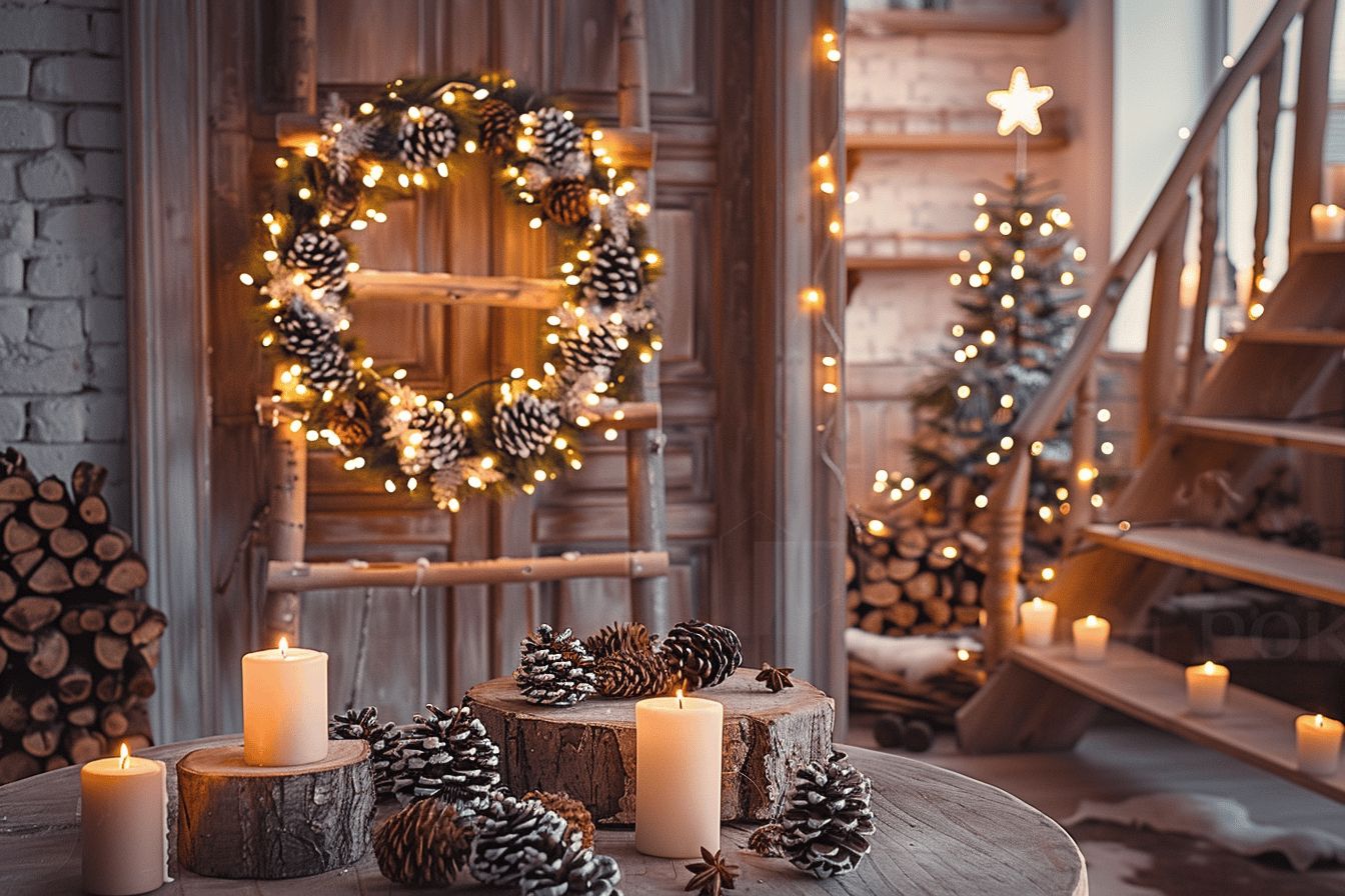 Intérieur festif avec décorations de Noël scintillantes