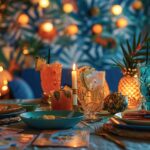 Soirée animée avec des lumières colorées et rires